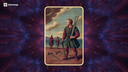 Five of Swords tarot card showing a figure holding three swords